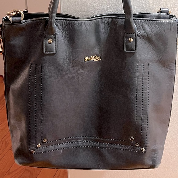 Blue Leather Paul & Joe Sister Tote Bag with Adjustable Strap & Dust Bag - Picture 1 of 12